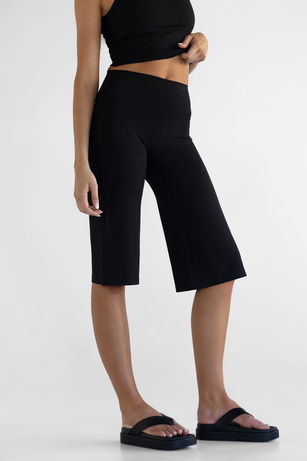 Bamboo Wide Leg Capris - Black (COMING SOON) - LEELO ACTIVE