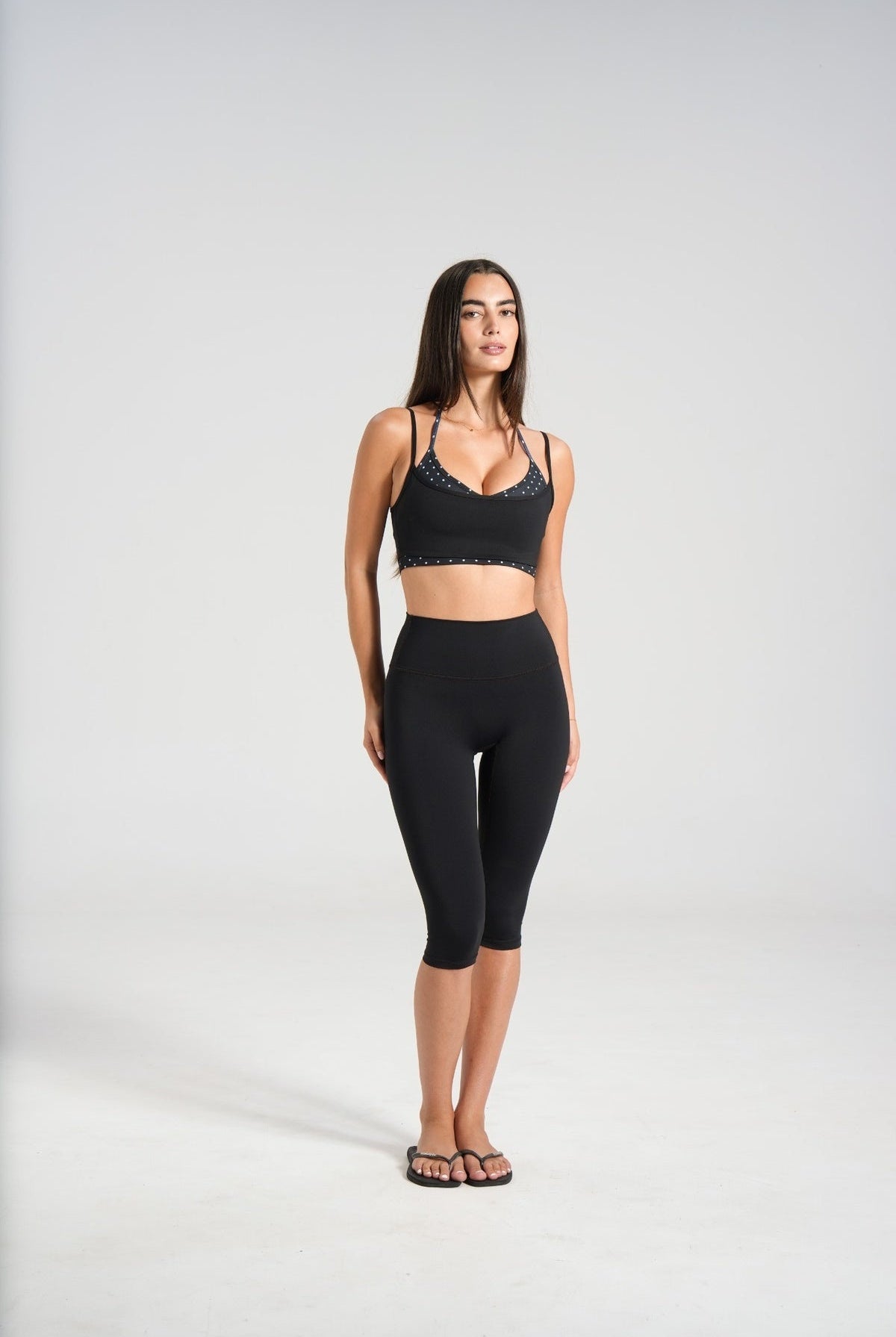 Double Layer Halter Crop - Black/Polka - LEELO ACTIVE