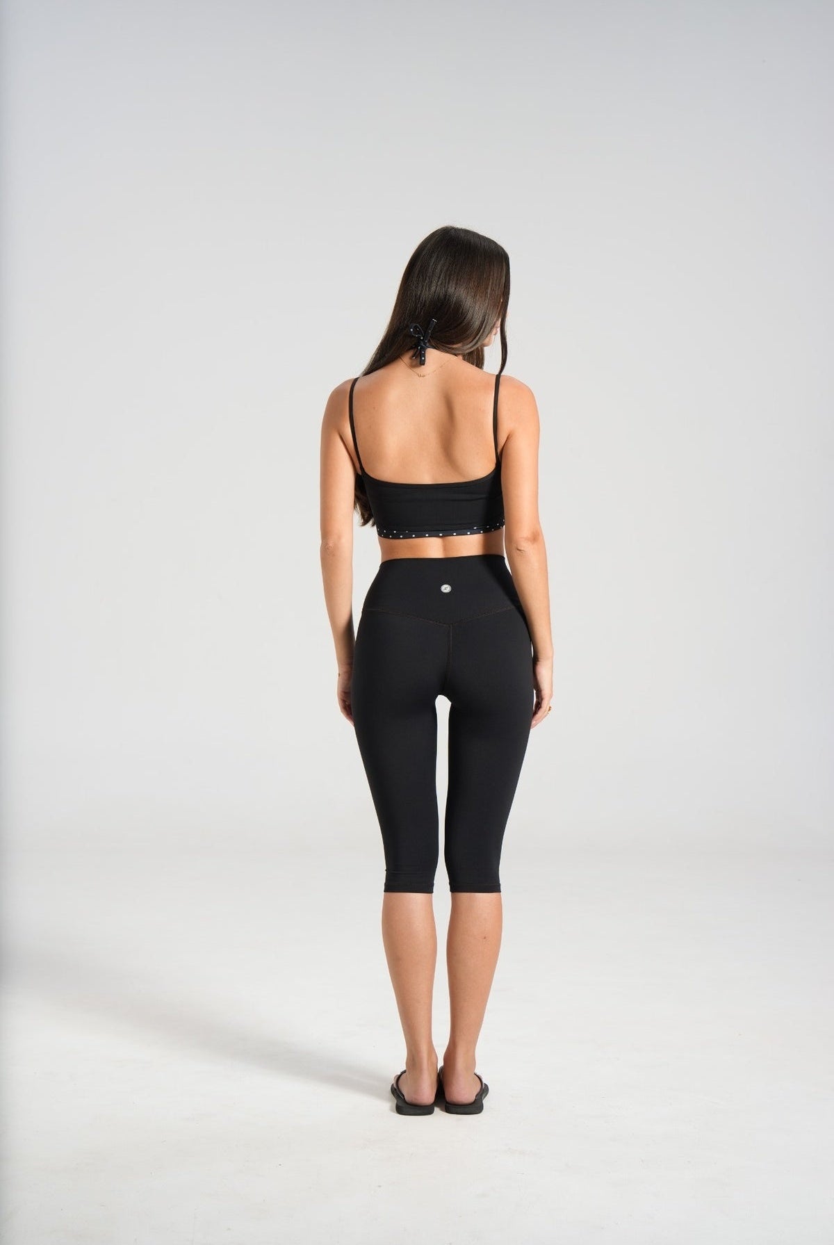Double Layer Halter Crop - Black/Polka - LEELO ACTIVE