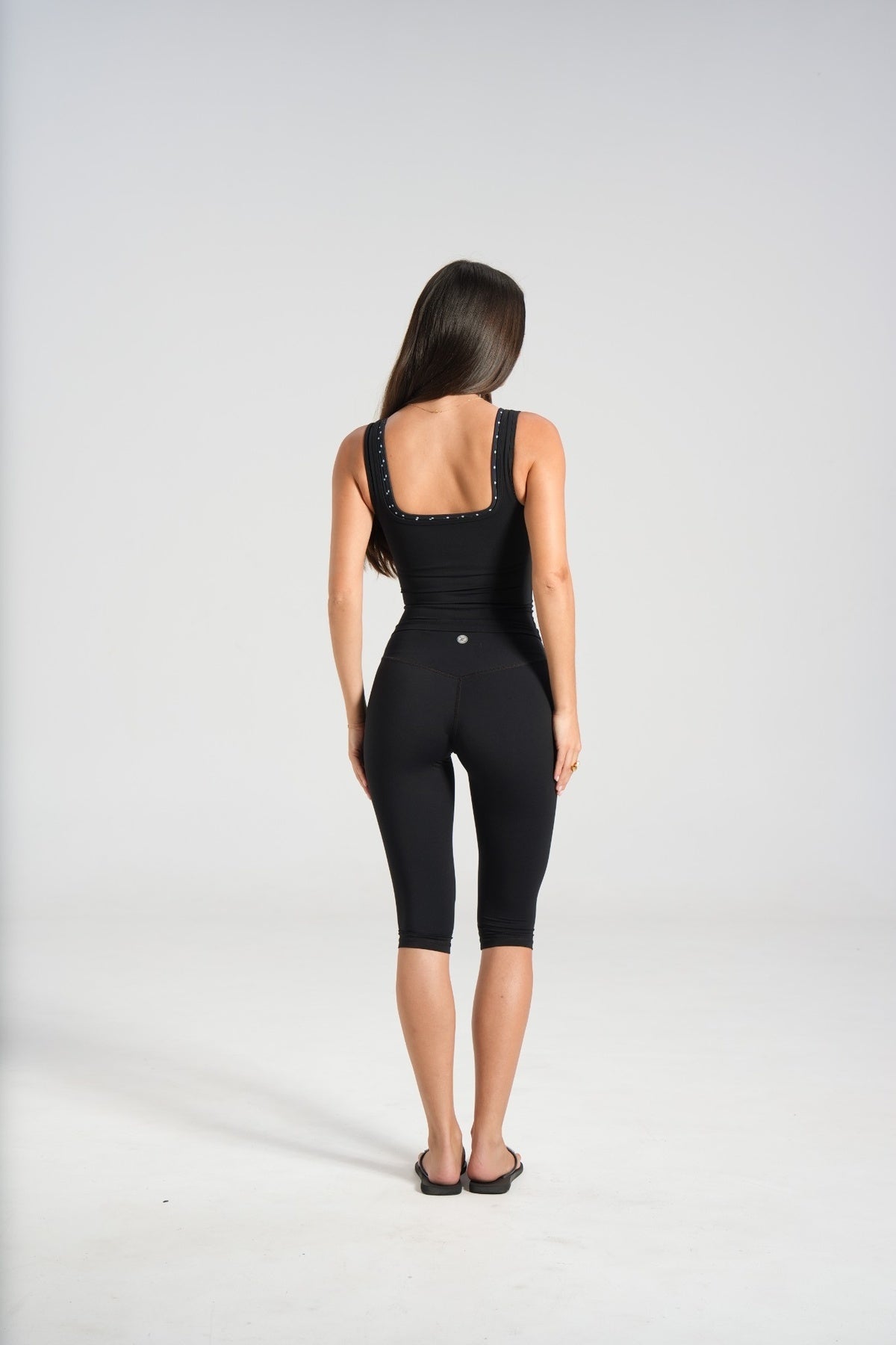 Double Layer V-neck Tank - Black/Polka - LEELO ACTIVE
