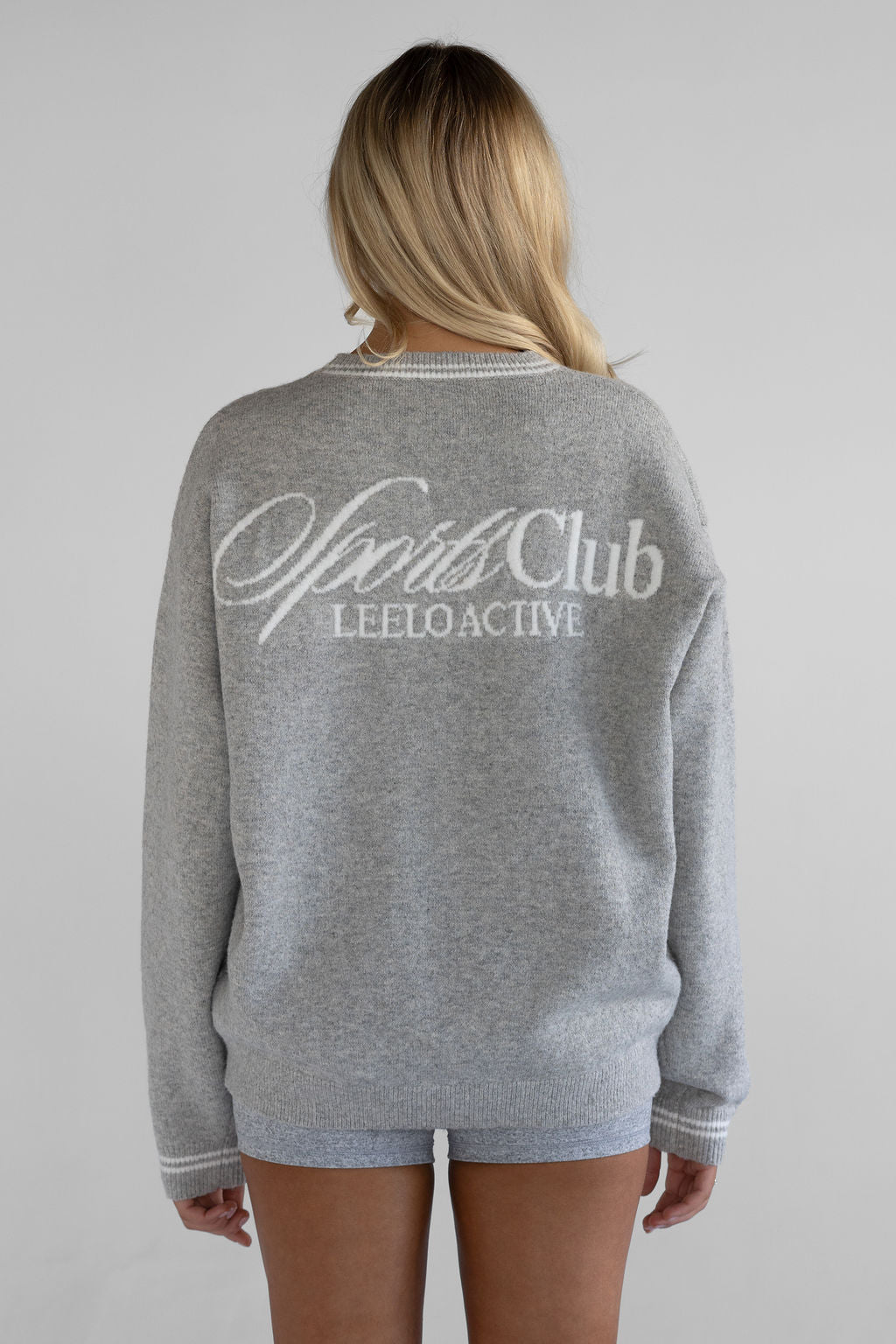 Knit Sports Club Sweater - Heather Grey - LEELO ACTIVE