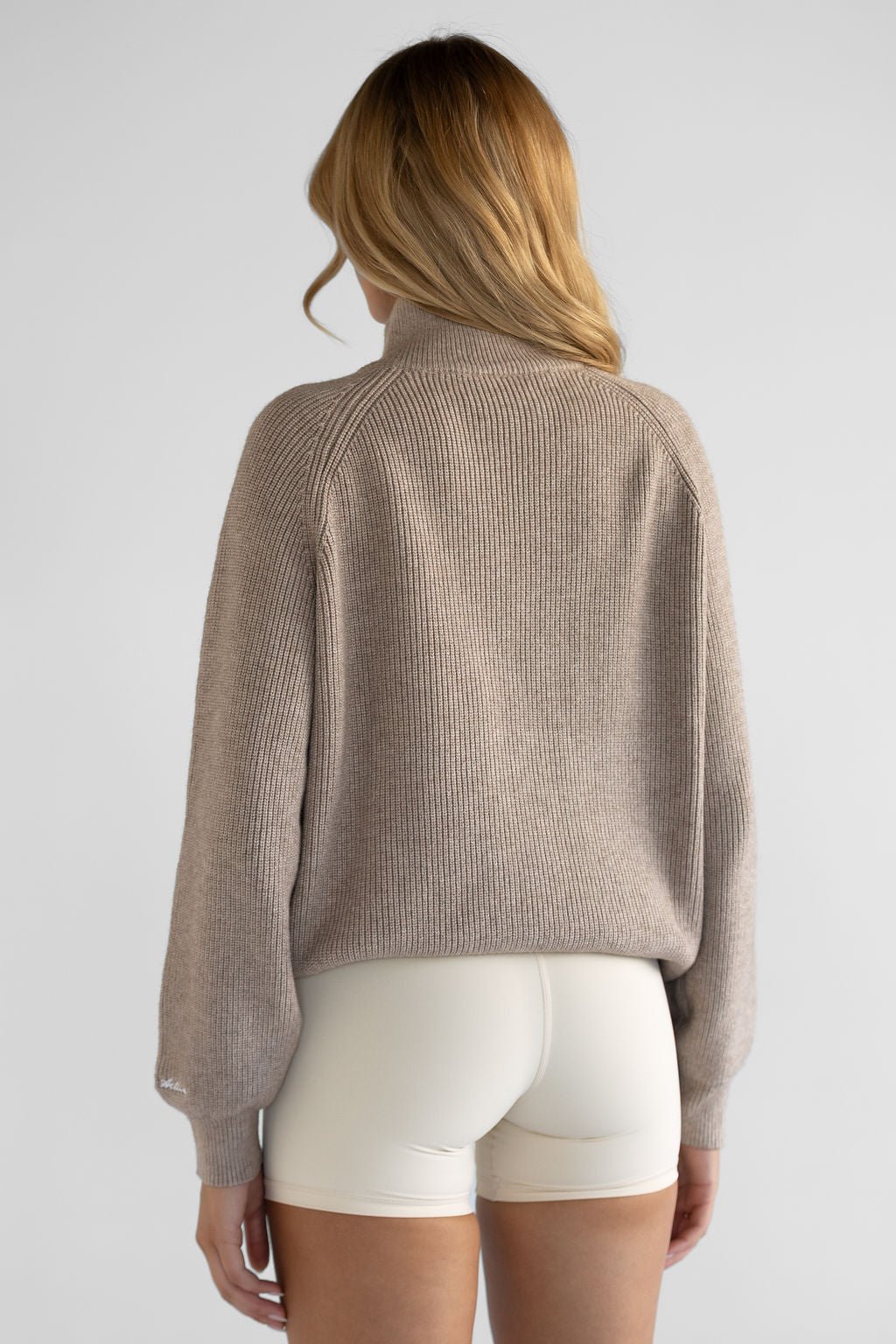 Natural Knit Quarter Zip - Almond (COMING SOON) - LEELO ACTIVE