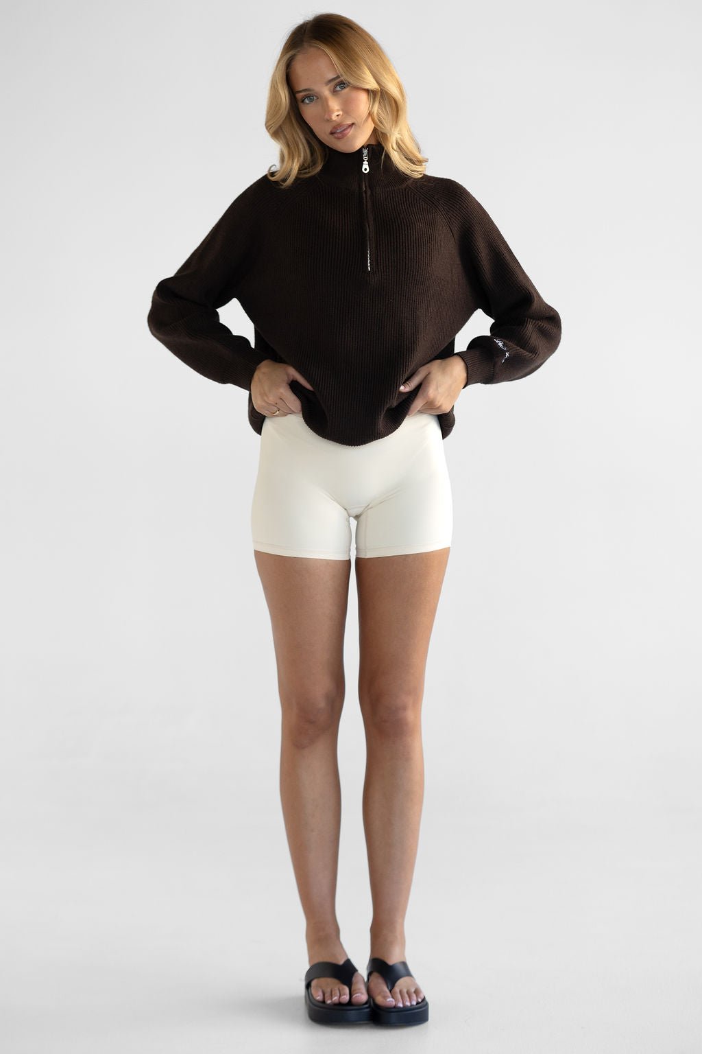 Natural Knit Quarter Zip - Dark Chocolate (COMING SOON) - LEELO ACTIVE