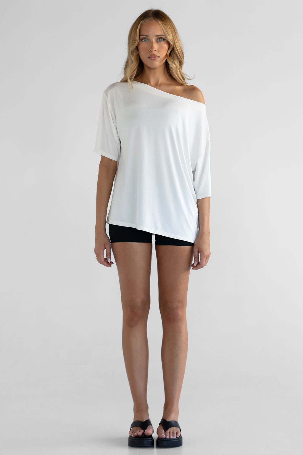 Off Shoulder Bamboo T-Shirt - White (COMING SOON) - LEELO ACTIVE