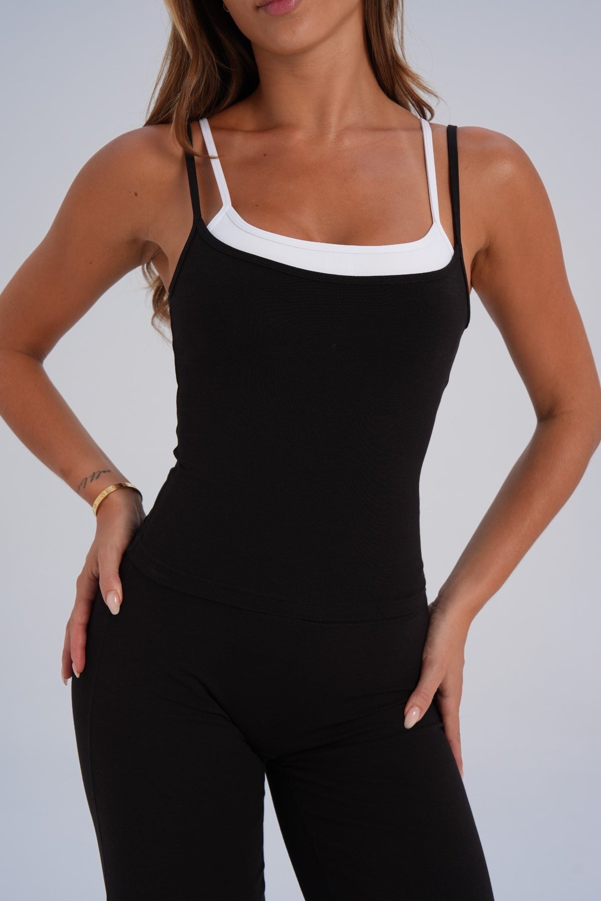 Organic Cotton Double Layer Tank - Black (coming soon) - LEELO ACTIVE