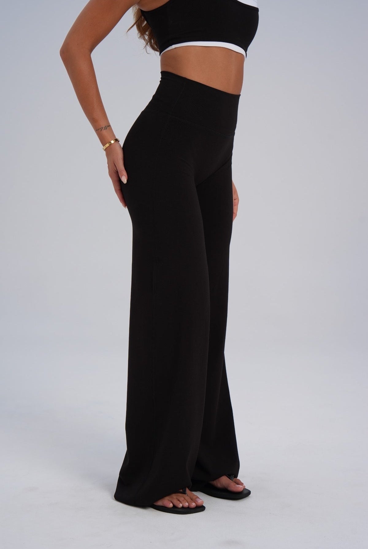 Organic Cotton Wide Leg Pants - Black (pre-order) - LEELO ACTIVE