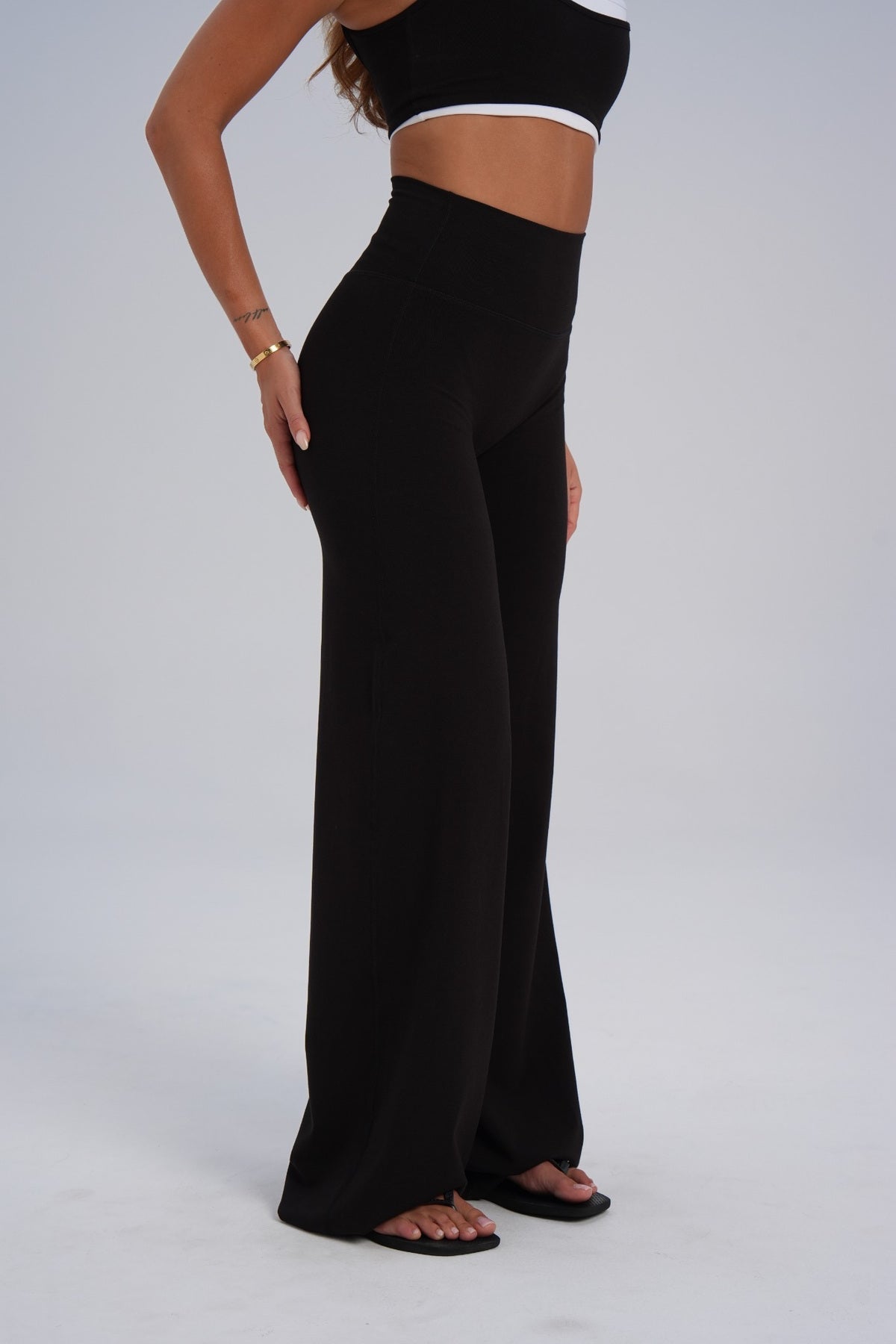 Organic Cotton Wide Leg Pants - Black (pre-order) - LEELO ACTIVE