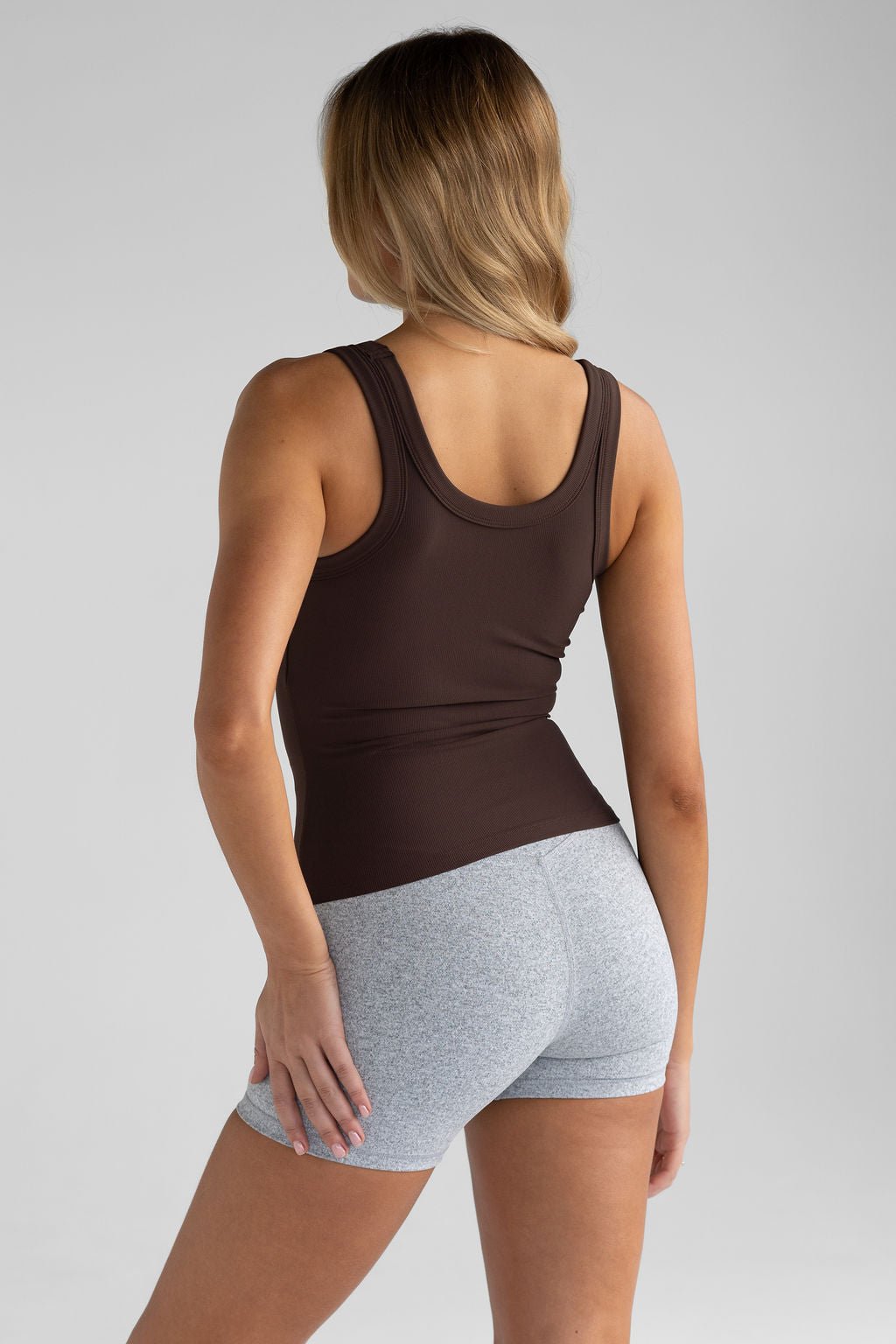 Ribbed Logo Tank - Cocoa - LEELO ACTIVE