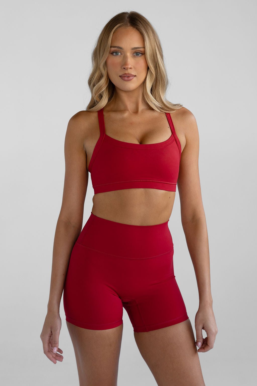 SCULPT Cross Back Crop - Cherry - LEELO ACTIVE
