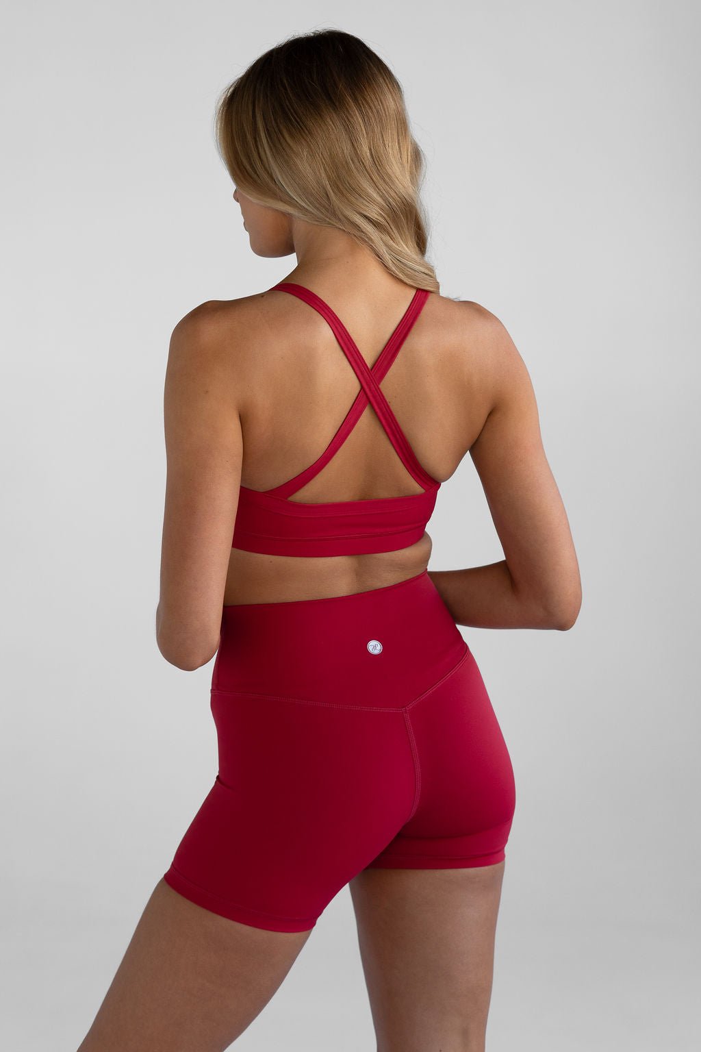 SCULPT Cross Back Crop - Cherry - LEELO ACTIVE
