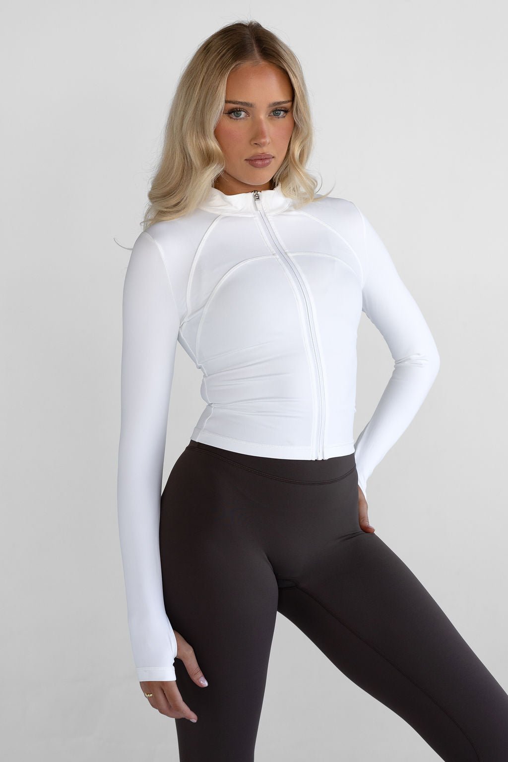 SCULPT Fitted Jacket - White - LEELO ACTIVE