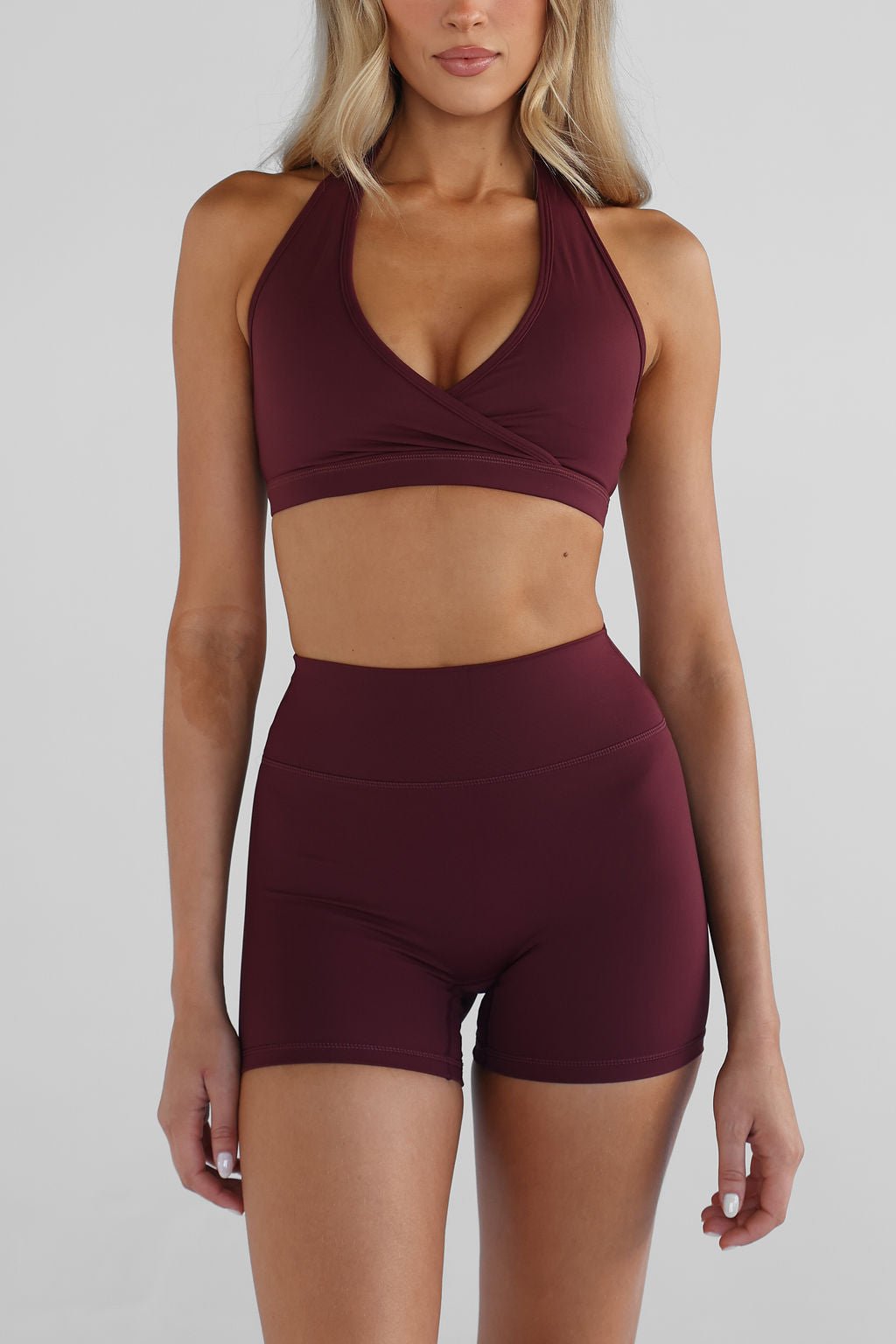 Sculpt Halter Neck Crop - Cherry Cola - LEELO ACTIVE