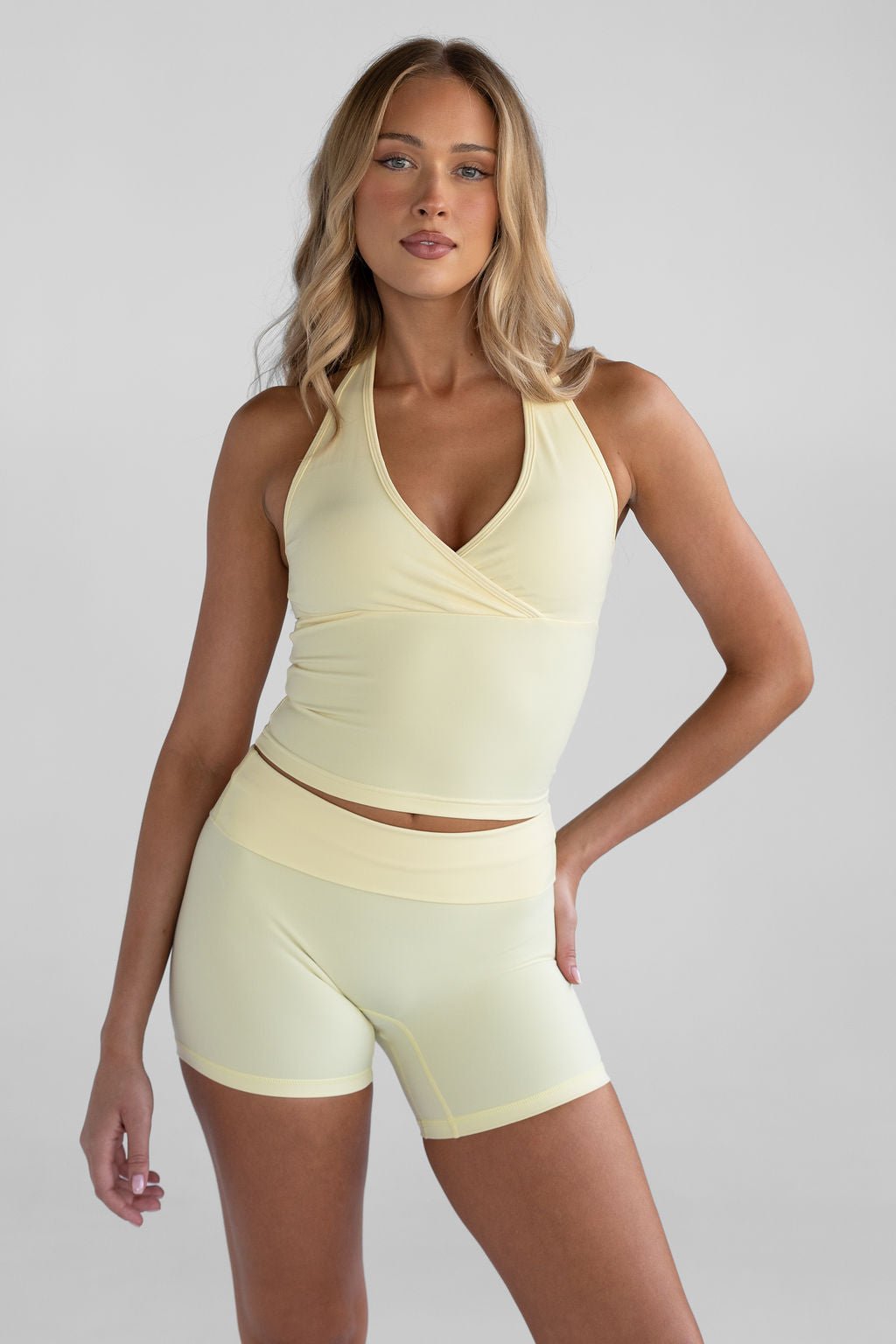 Sculpt Halter Neck Tank - Lemontini - LEELO ACTIVE