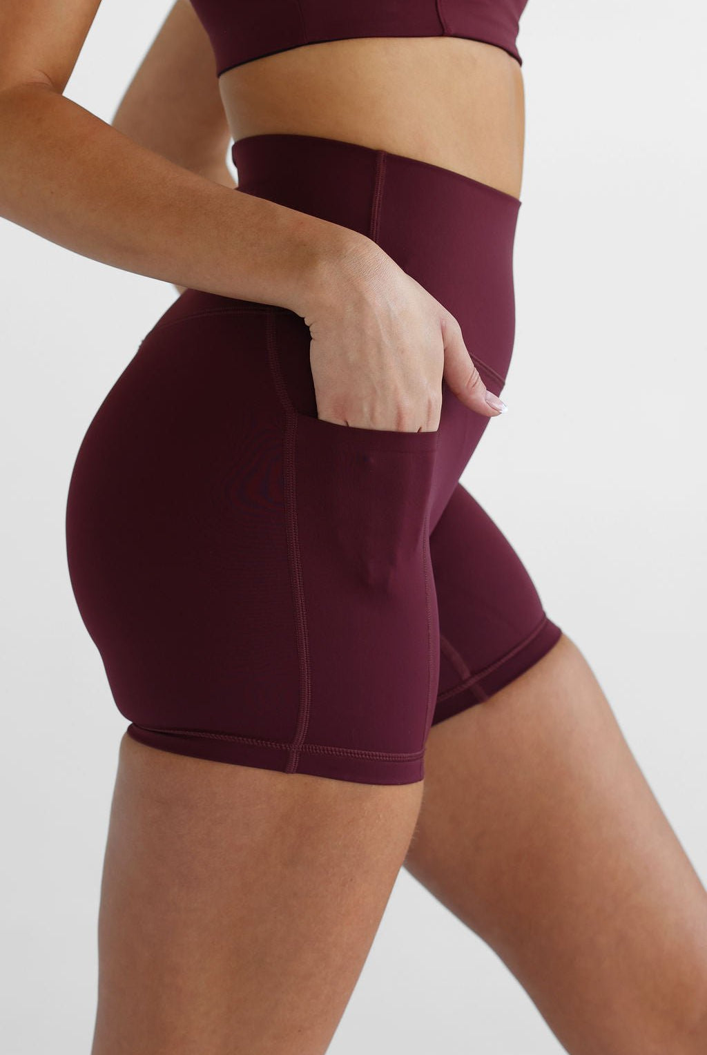 SCULPT Pocket Bike Shorts - Cherry Cola - LEELO ACTIVE
