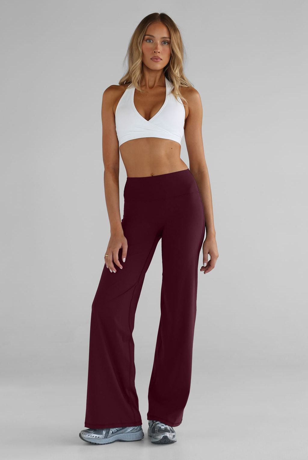 Sculpt Wide Leg Pants - Cherry Cola - LEELO ACTIVE