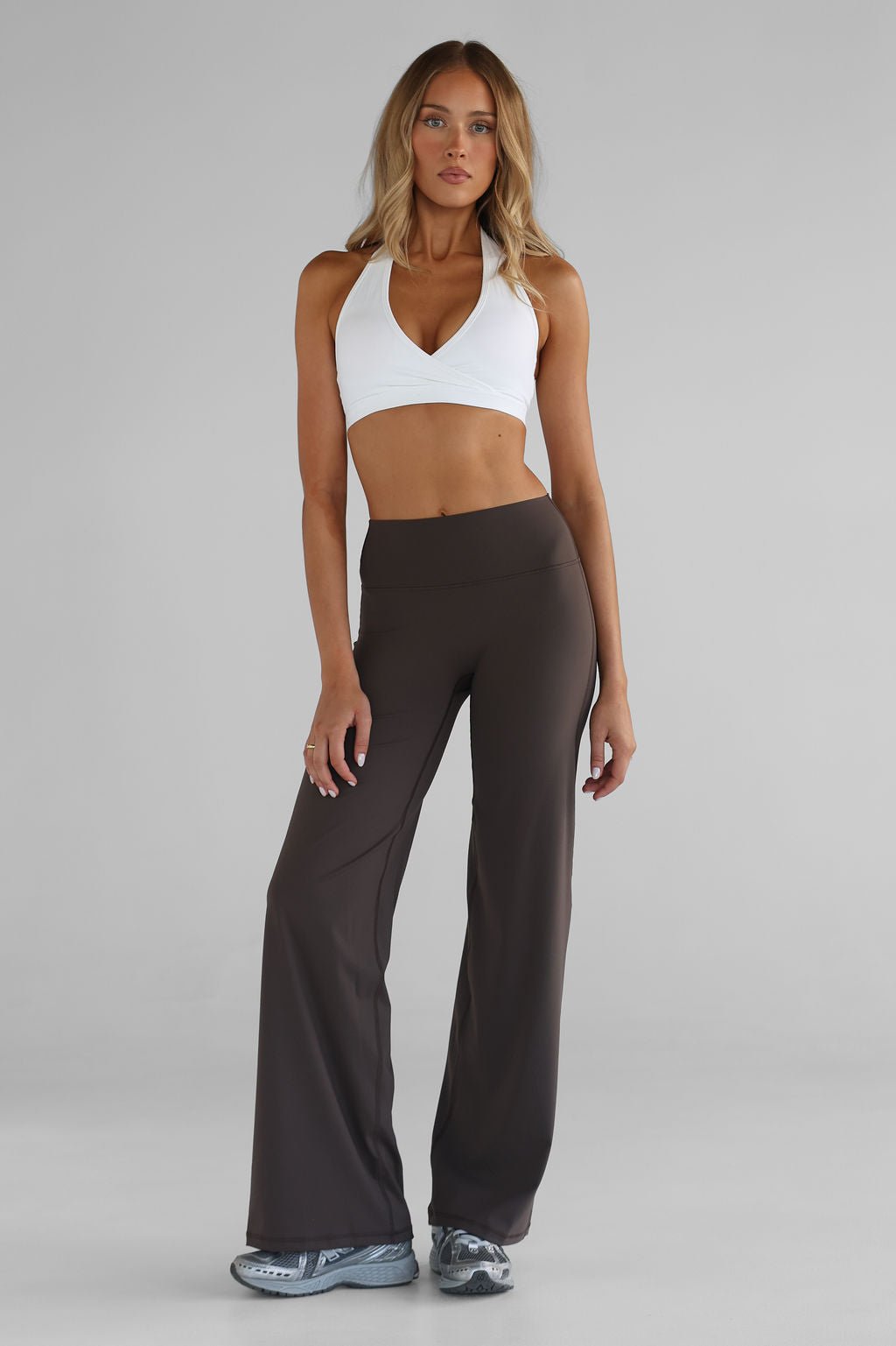 Sculpt Wide Leg Pants - Dark Chocolate - LEELO ACTIVE