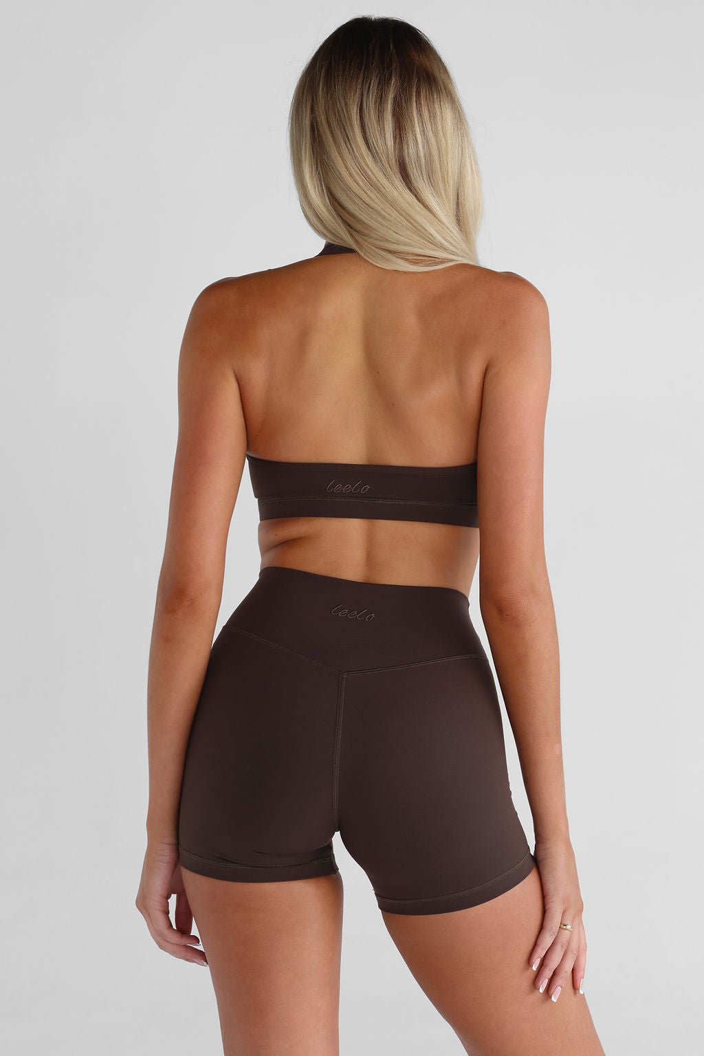 Signature Halter Neck Crop - Mocha - LEELO ACTIVE