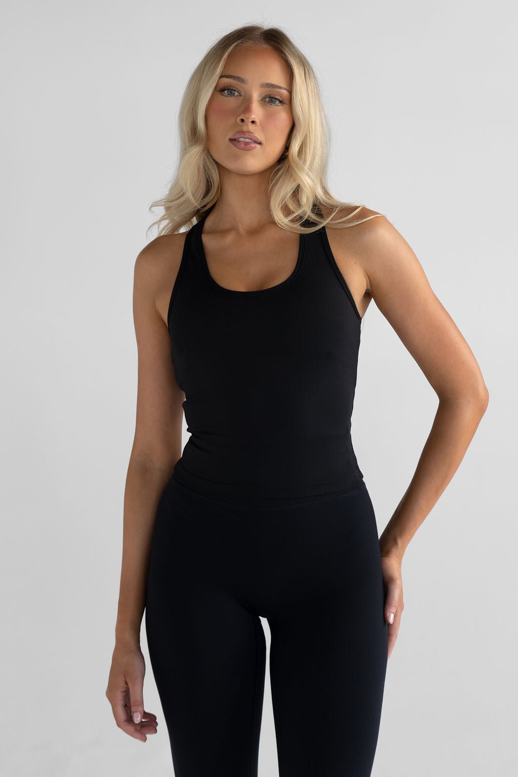 Signature Racer Back Tank - Black - LEELO ACTIVE