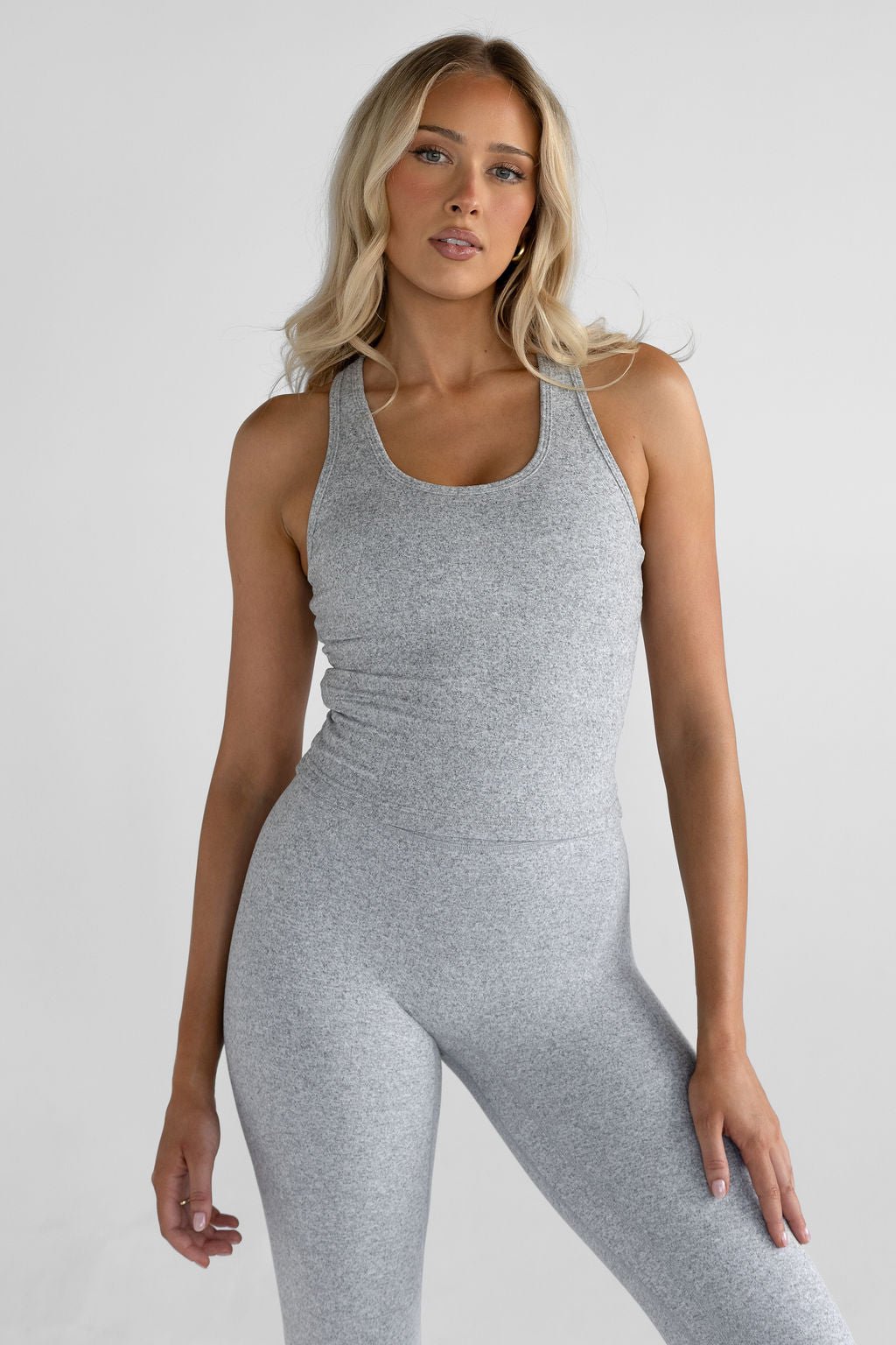 Signature Racer Back Tank - Marl Grey - LEELO ACTIVE