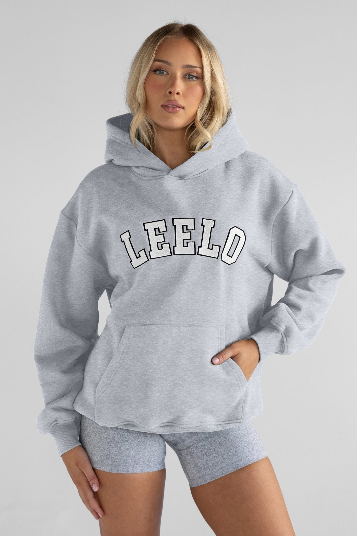 The College Print Hoodie - Heather Grey - LEELO ACTIVE