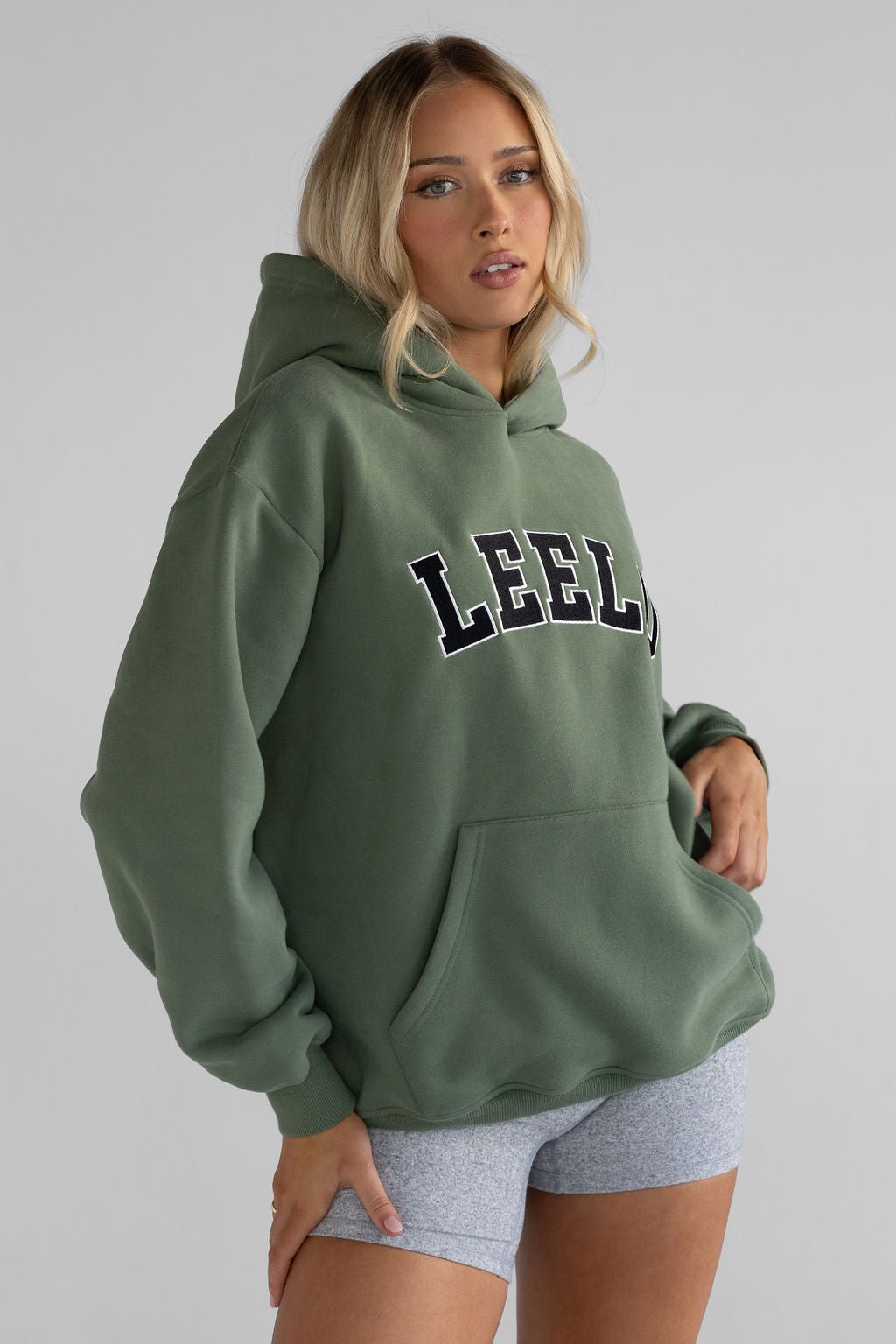 The College Print Hoodie - Moss PRE ORDER - LEELO ACTIVE