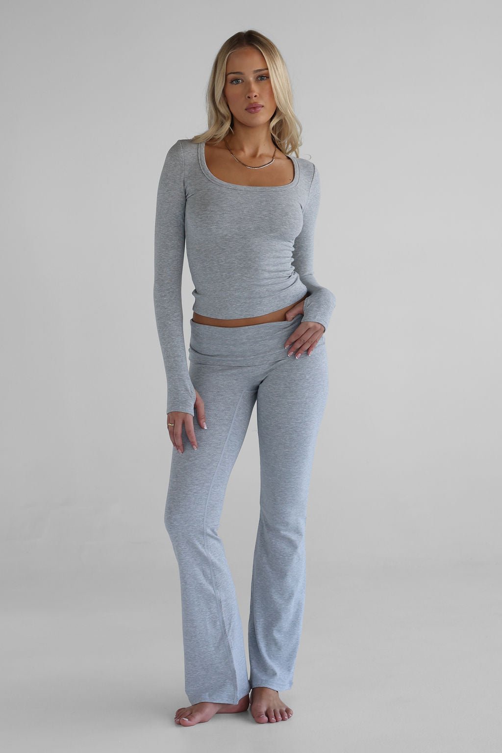 The Lounge Longsleeve - Heather Grey - LEELO ACTIVE
