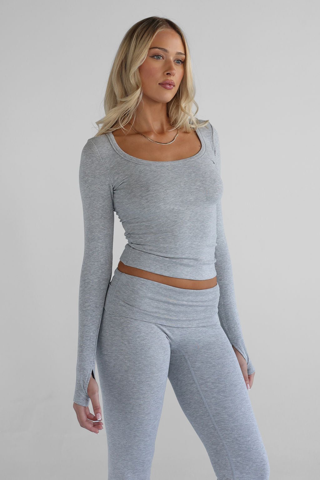 The Lounge Longsleeve - Heather Grey - LEELO ACTIVE