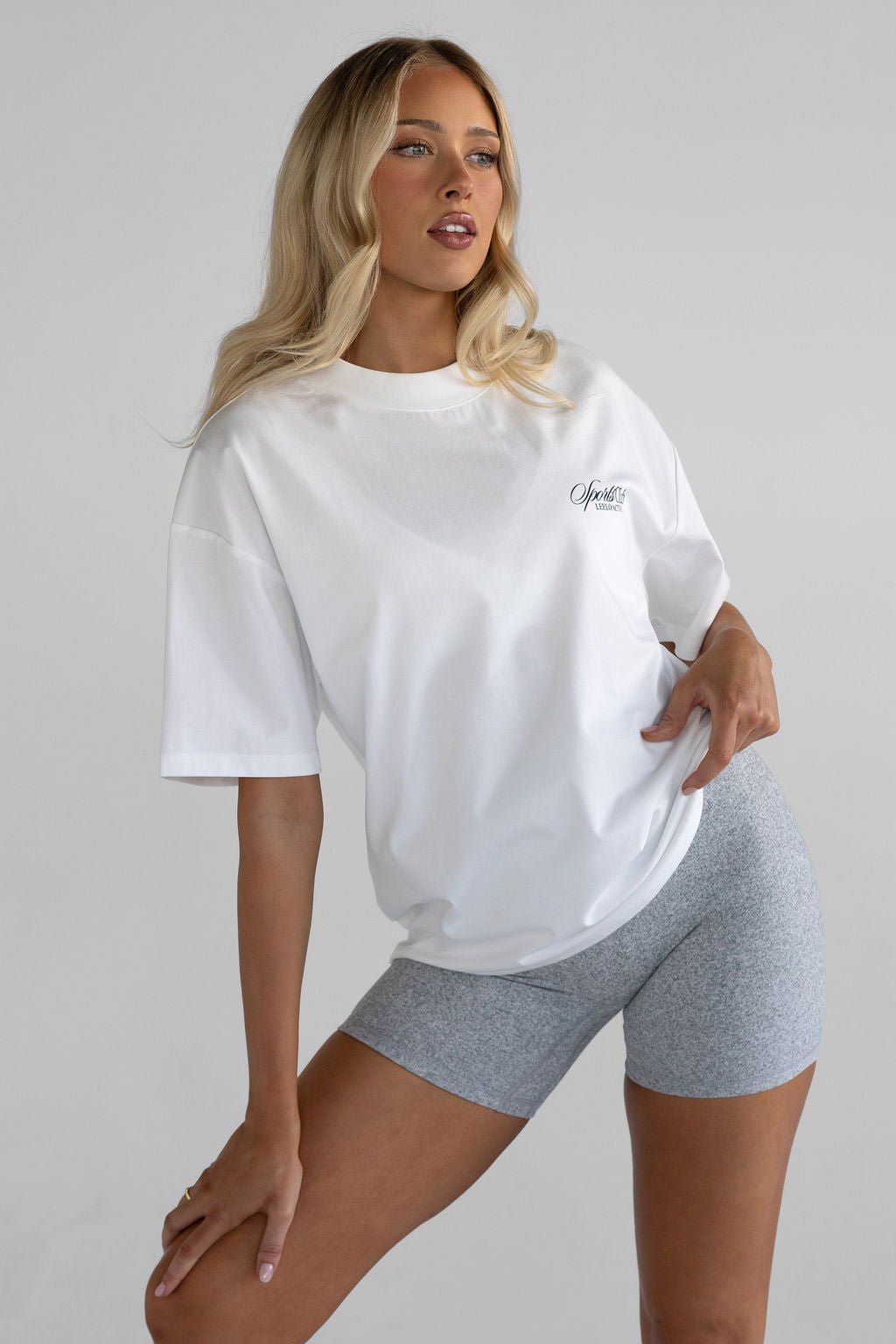 The Sports Club Boyfriend Tee - White - LEELO ACTIVE