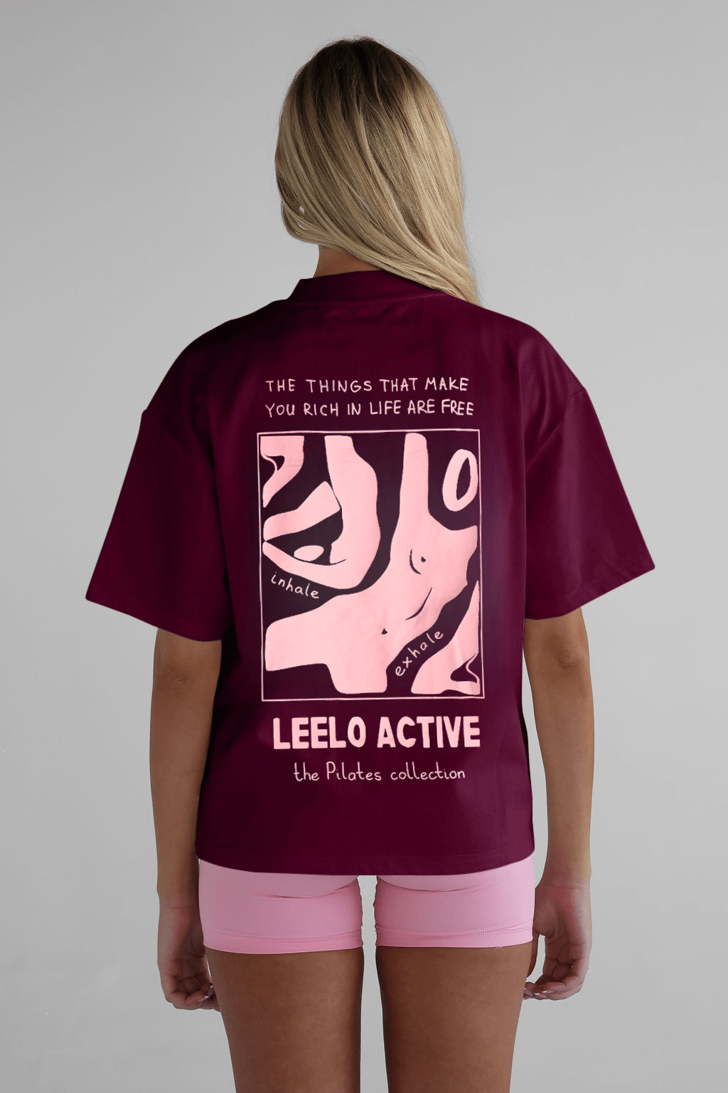 V2 Pilates Collection Boyfriend Tee - Cherry Cola/Pink - LEELO ACTIVE