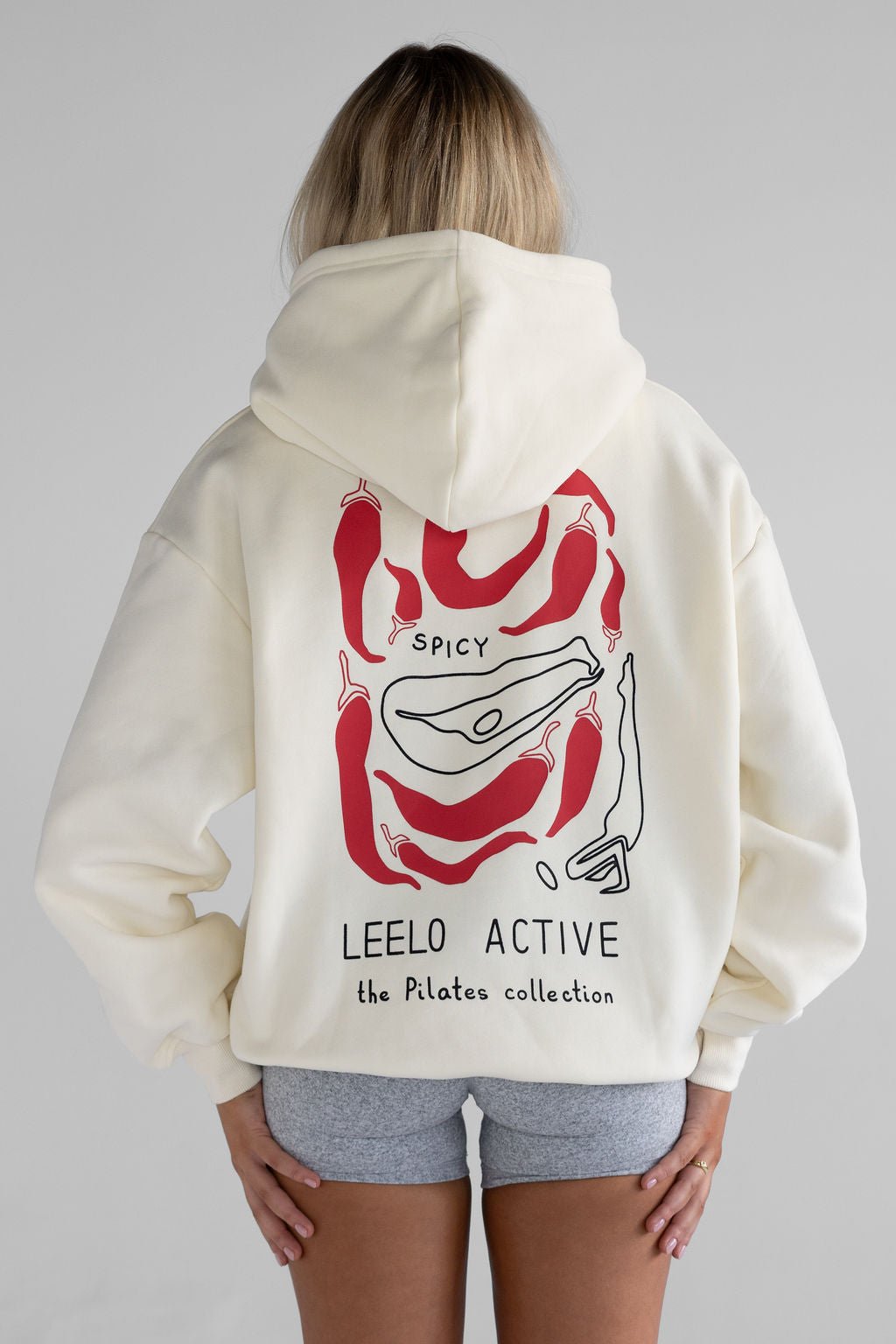 V6 Chilli Pilates Collection Hoodie - Cream - LEELO ACTIVE