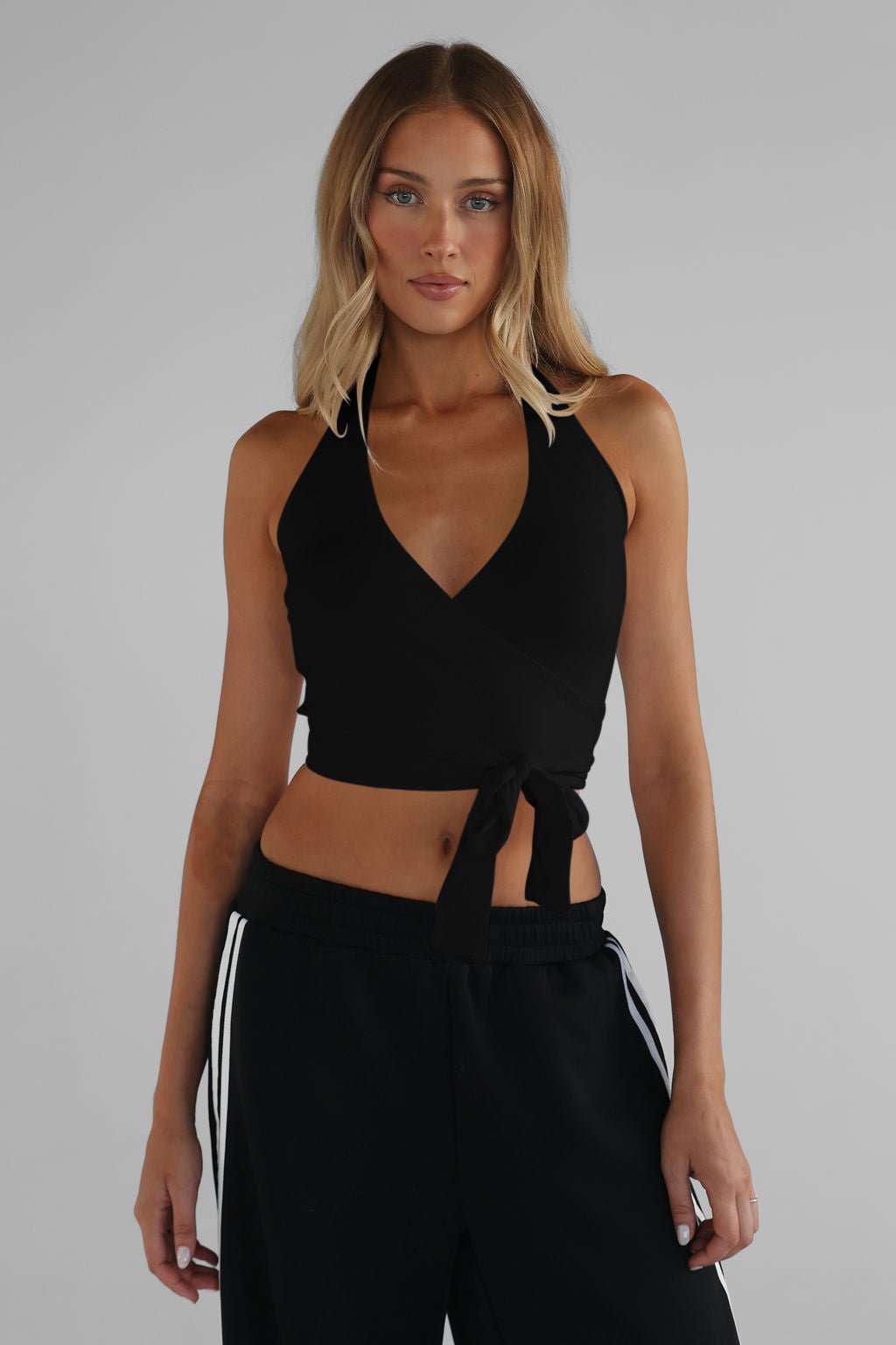 Wrap Halter Top - Black - LEELO ACTIVE