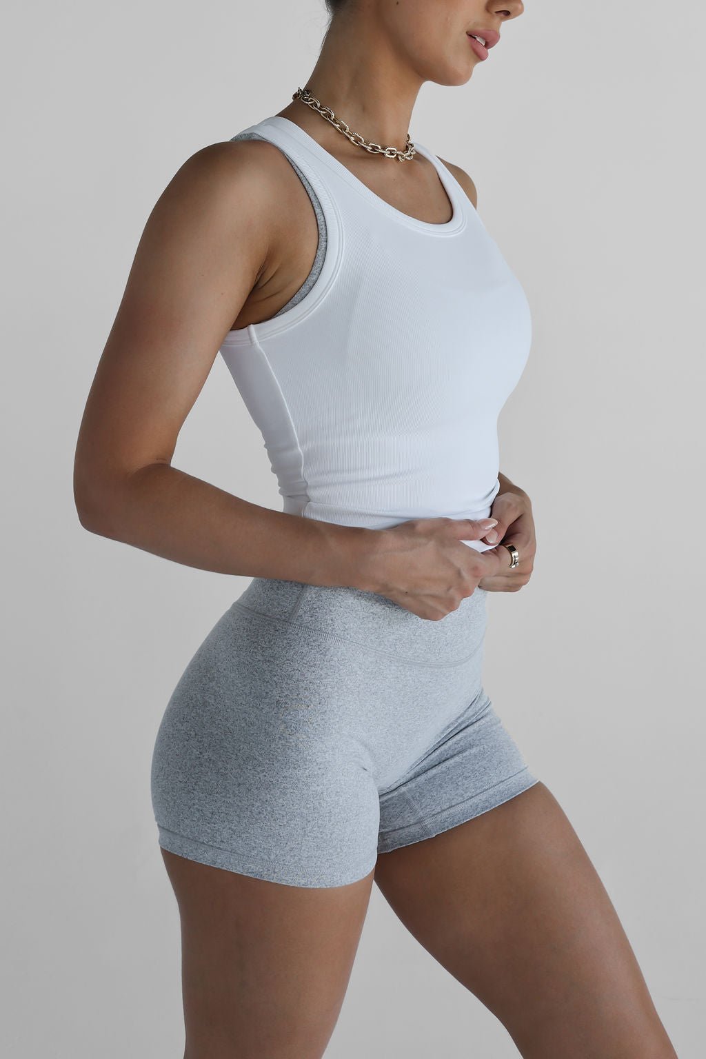 Ribbed Tank - White - LEELO ACTIVE