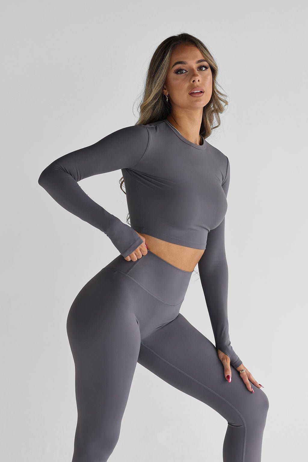 SCULPT Long Sleeve Crop - Charcoal (SHIPPING FROM 14/06) - LEELO ACTIVE