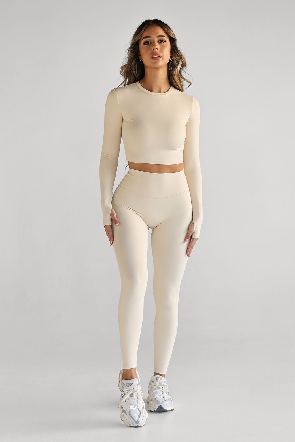 SCULPT Long Sleeve Crop - French Vanilla (AVAILABLE 13/08) - LEELO ACTIVE
