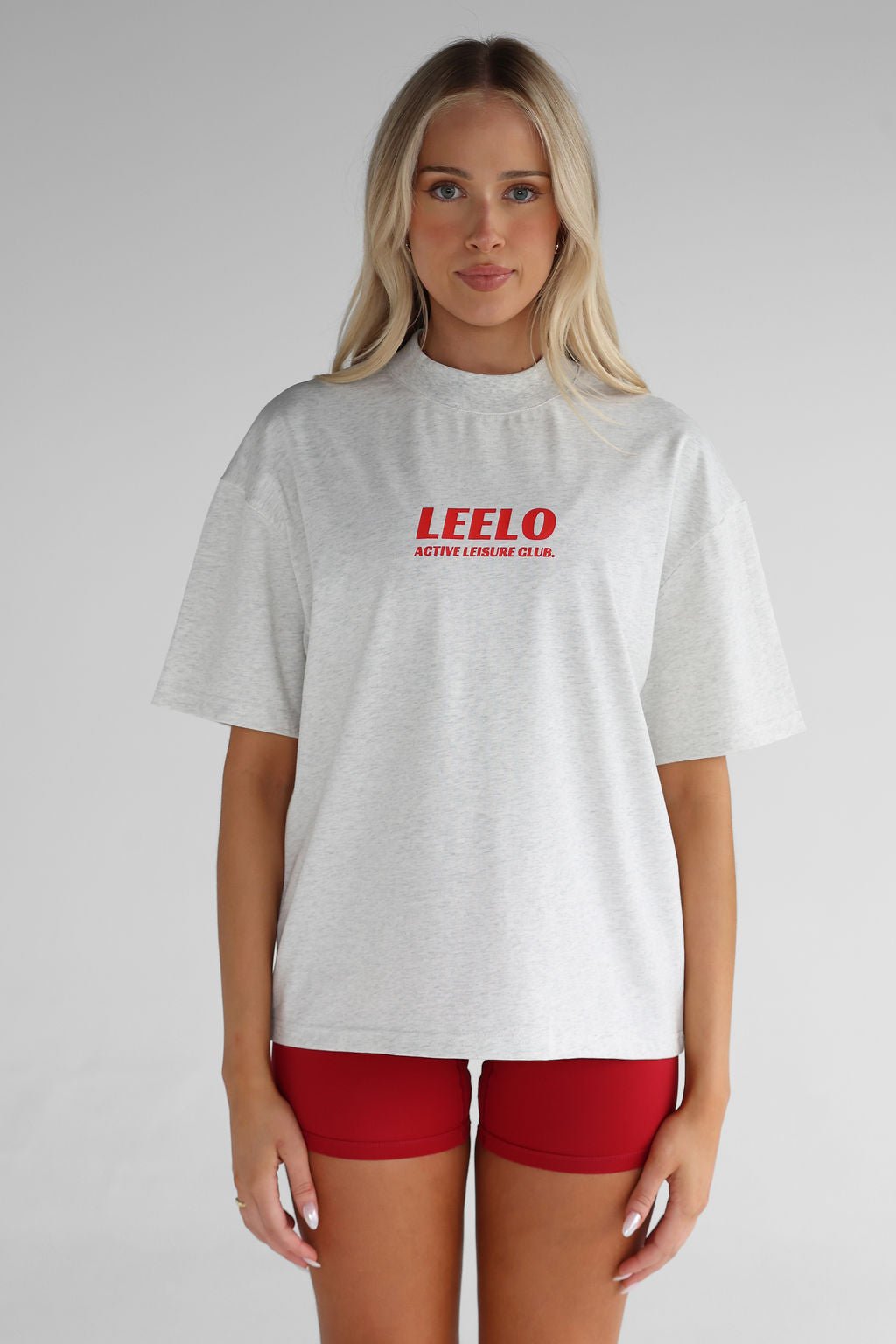 Active Leisure Tee - Oatmeal/Red - LEELO ACTIVE