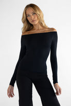 Bamboo Off Shoulder Long Sleeve - Black (COMING SOON) - LEELO ACTIVE