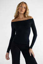 Bamboo Off Shoulder Long Sleeve - Black (COMING SOON) - LEELO ACTIVE