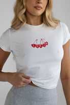 Cherry Baby Tee - White - LEELO ACTIVE