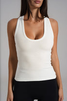 Cotton Racer Tank - White - LEELO ACTIVE