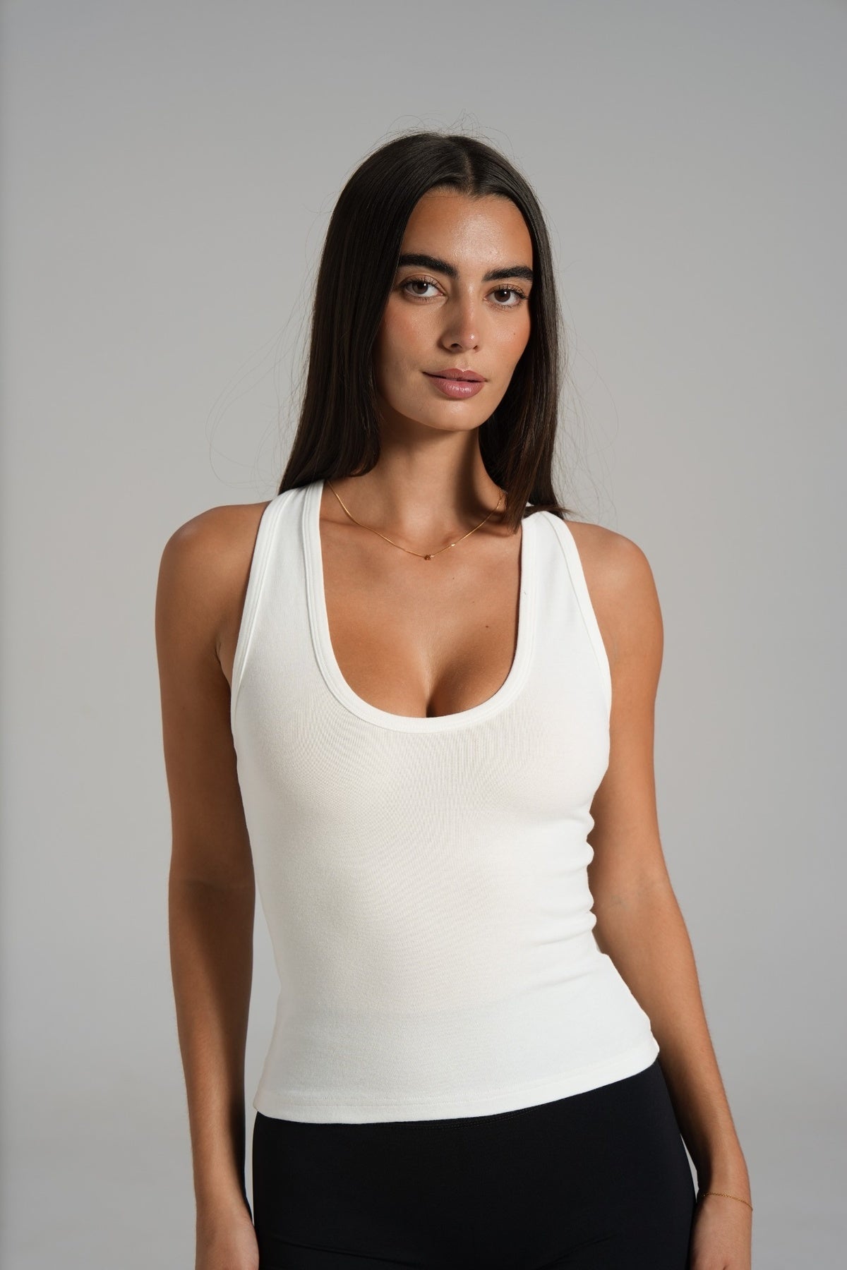 Cotton Racer Tank - White - LEELO ACTIVE