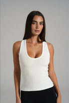 Cotton Racer Tank - White - LEELO ACTIVE