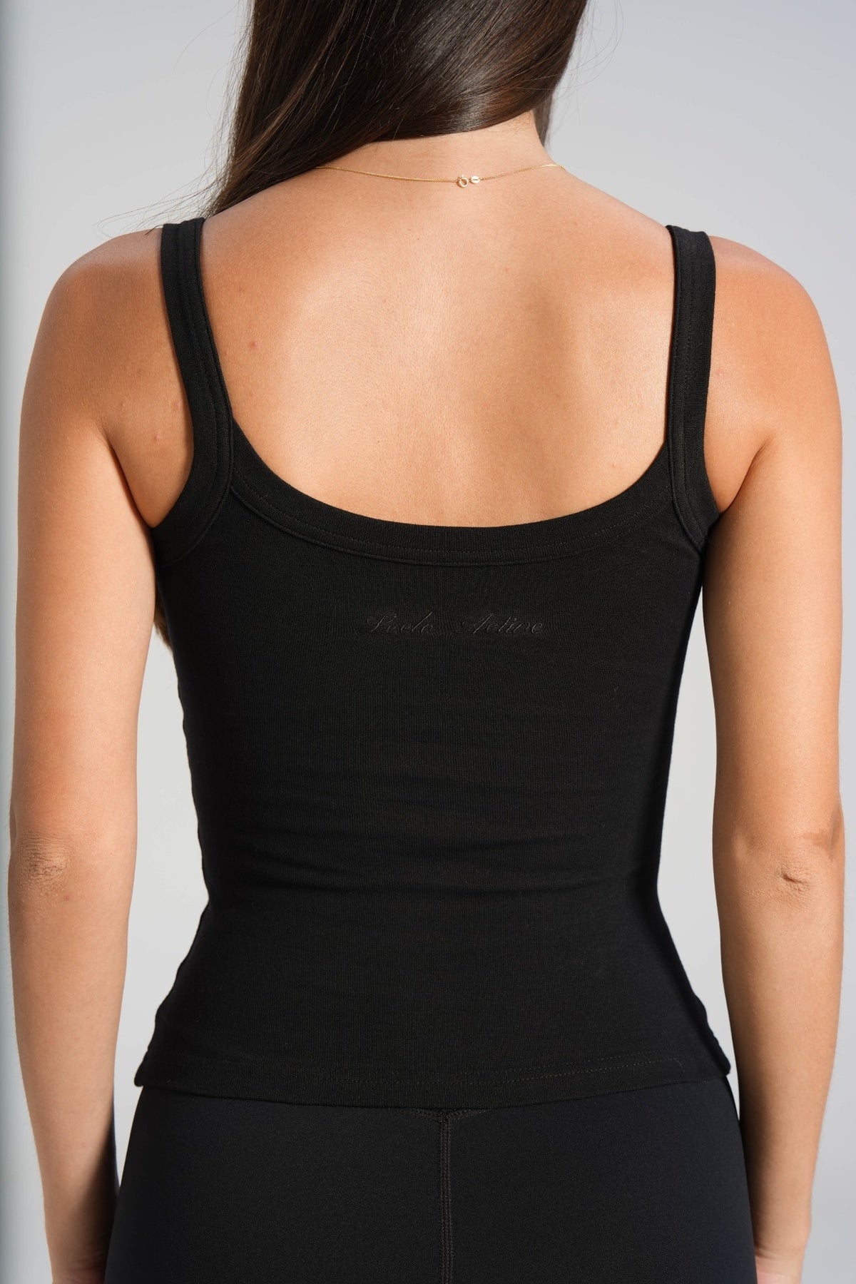 Cotton Scoop Tank - Black - LEELO ACTIVE