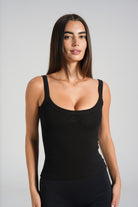 Cotton Scoop Tank - Black - LEELO ACTIVE