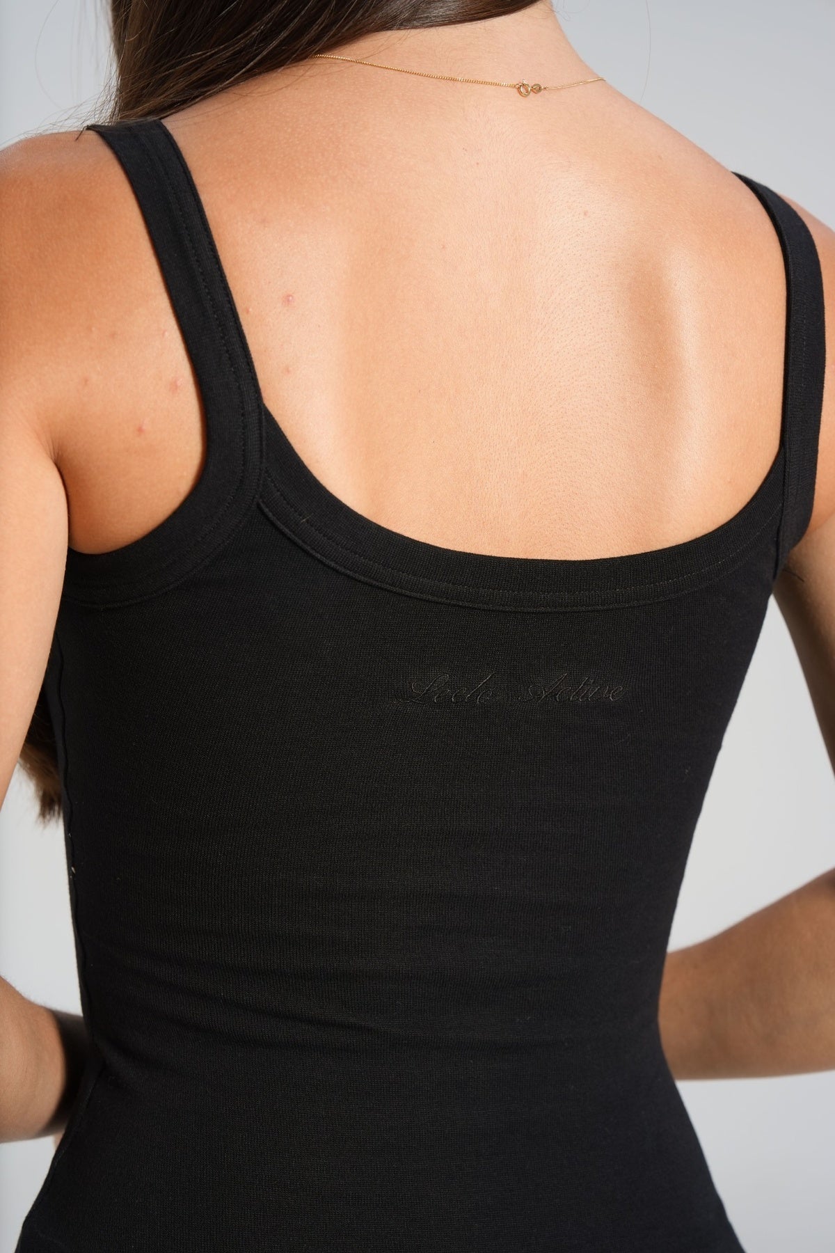 Cotton Scoop Tank - Black - LEELO ACTIVE