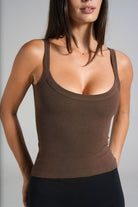Cotton Scoop Tank - Dark Chocolate - LEELO ACTIVE
