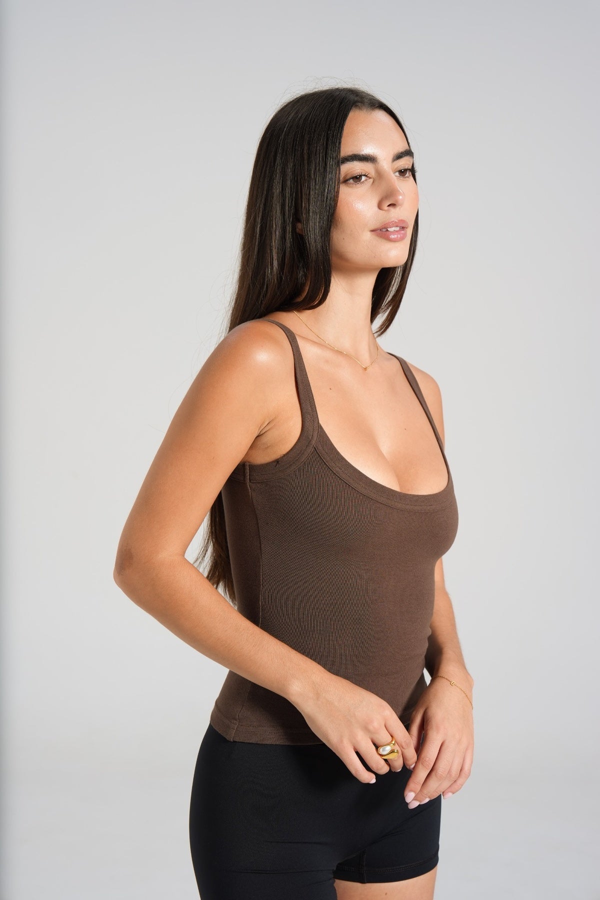 Cotton Scoop Tank - Dark Chocolate - LEELO ACTIVE