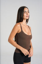 Cotton Scoop Tank - Dark Chocolate - LEELO ACTIVE