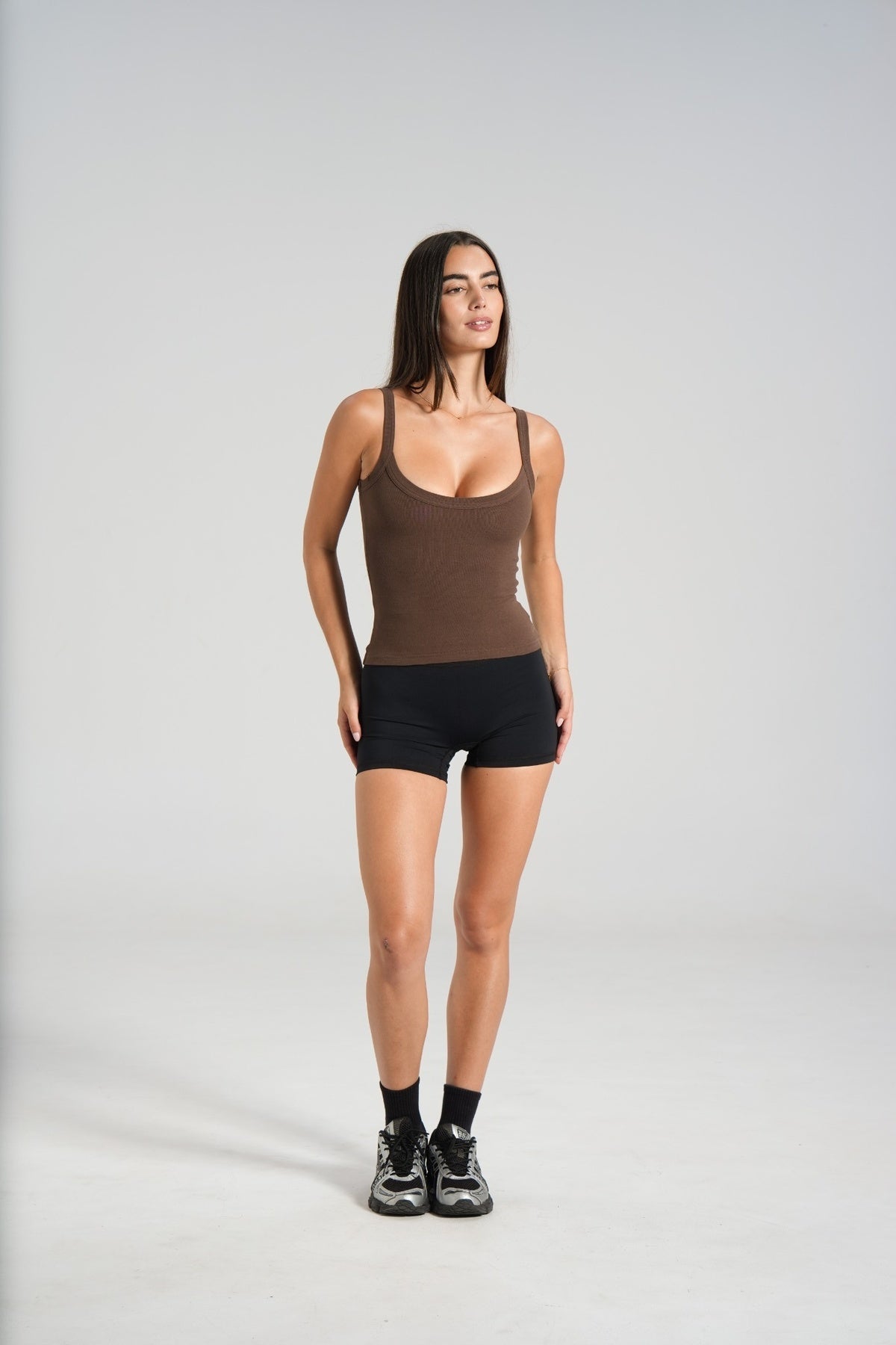 Cotton Scoop Tank - Dark Chocolate - LEELO ACTIVE