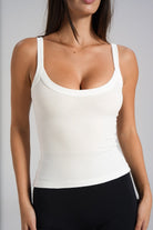 Cotton Scoop Tank - White - LEELO ACTIVE