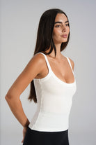 Cotton Scoop Tank - White - LEELO ACTIVE